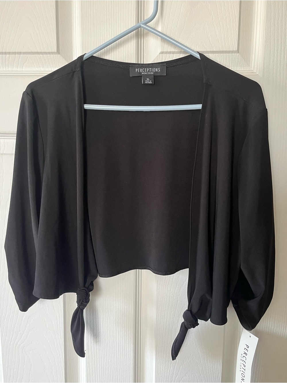 Perceptions New York Tie-Front Cropped Shrug Cardigan